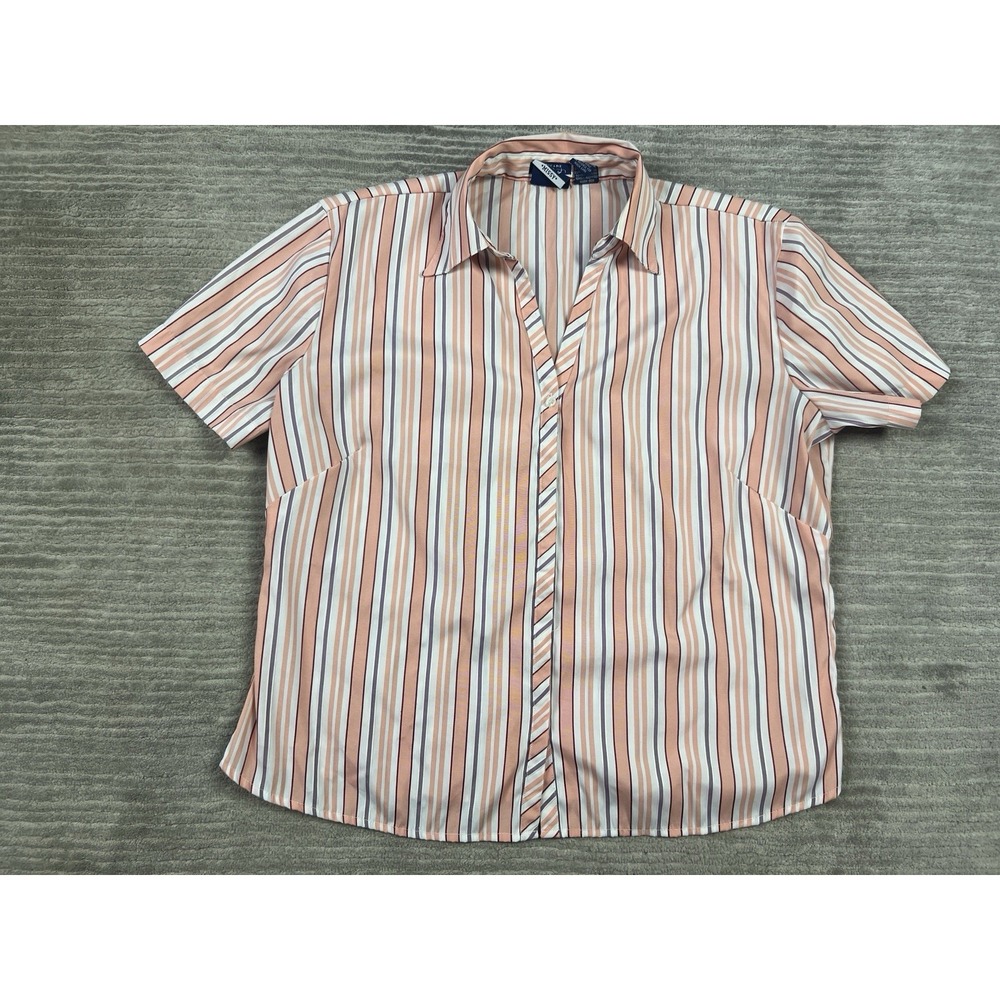 DCC Missy Top Womens Large Multicolor Button Up Short‎ Sleeve Stretch